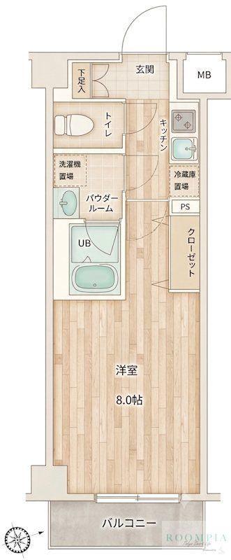 GENOVIA墨田文花SKY GARDEN(1K/4階)の間取り写真