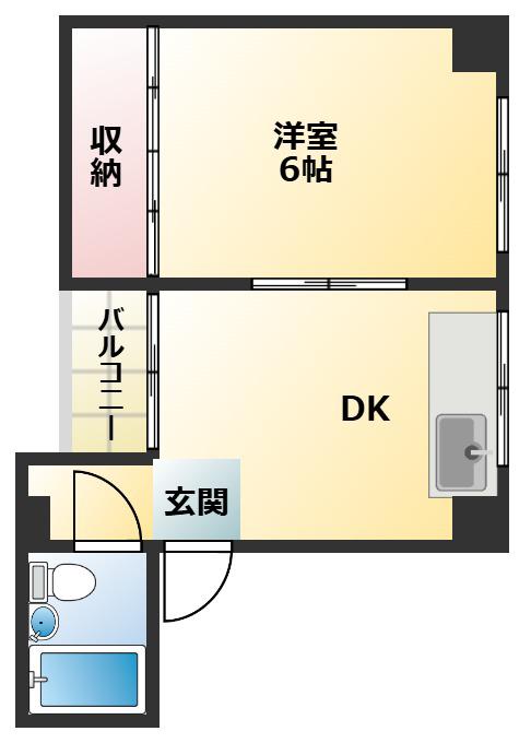 ハッピーハイツ(1DK/3階)の間取り写真