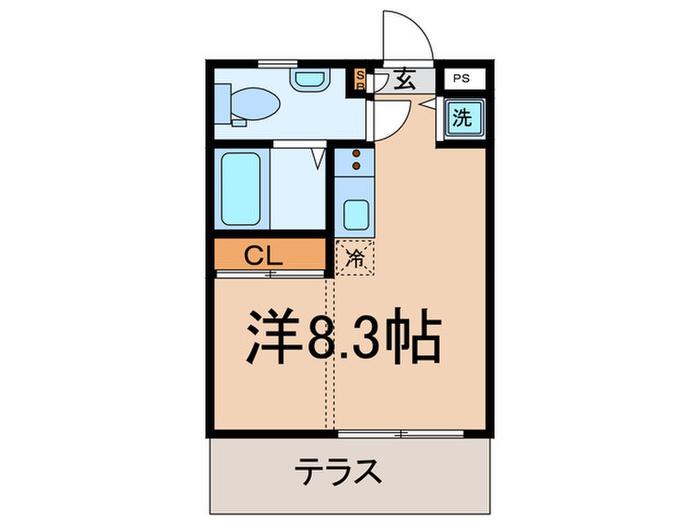 アトリエ経堂(ワンルーム/1階)の間取り写真