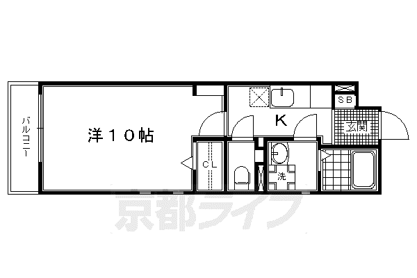 ヴィラ双葉(1K/4階)の間取り写真