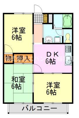 クローバーハウス(3DK/1階)の間取り写真