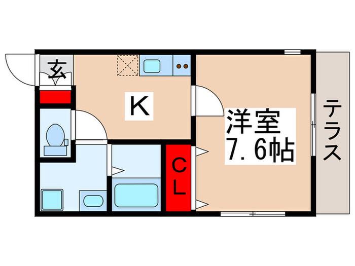 フェリーチェ高柳(1K/1階)の間取り写真