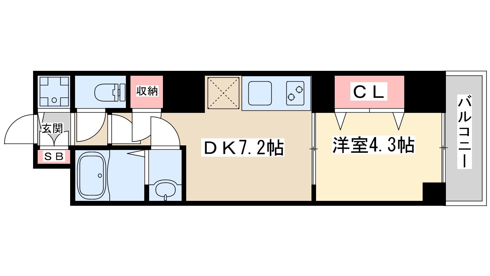 S-RESIDENCE堺筋町UNO(1DK/2階)の間取り写真