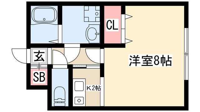 アンジェ・パッセ(1K/2階)の間取り写真