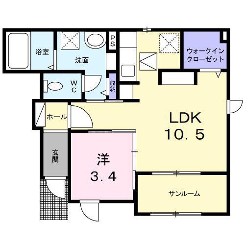 コーラルコート(1LDK/1階)の間取り写真