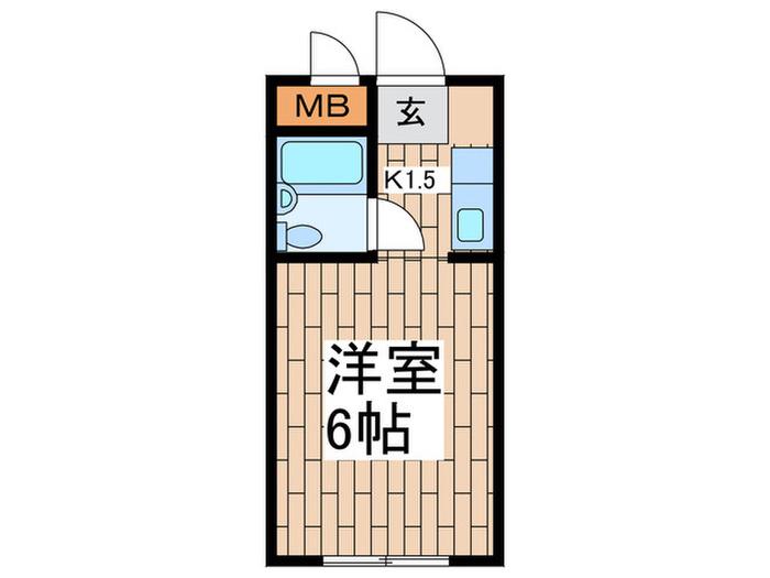 ヤングハイツ池上(1K/3階)の間取り写真