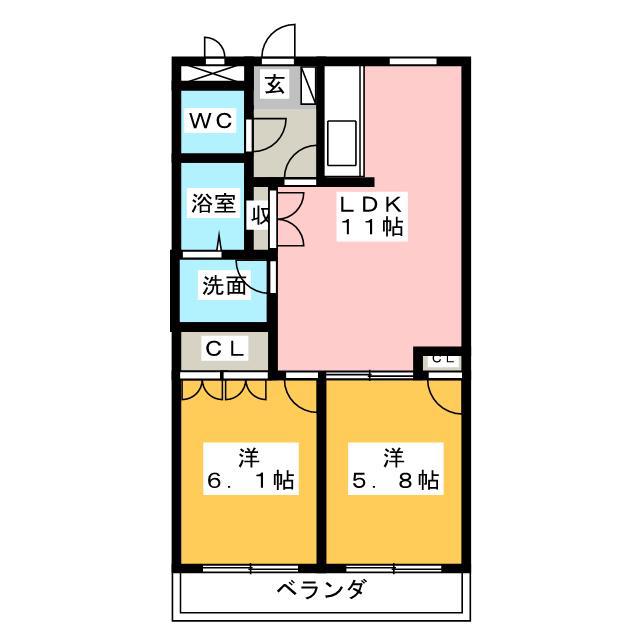 アドラブールF(2LDK/2階)の間取り写真