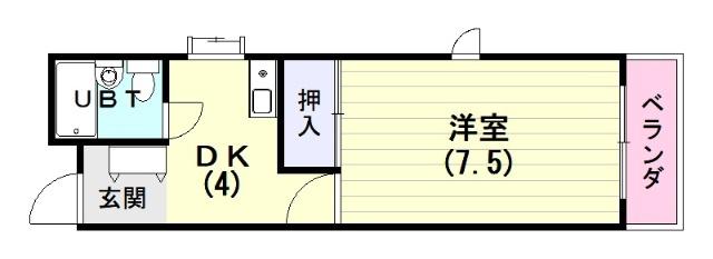 K.Kハイツ(1DK/2階)の間取り写真