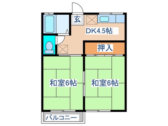 アンデルセンIII(2DK/2階)の間取り写真