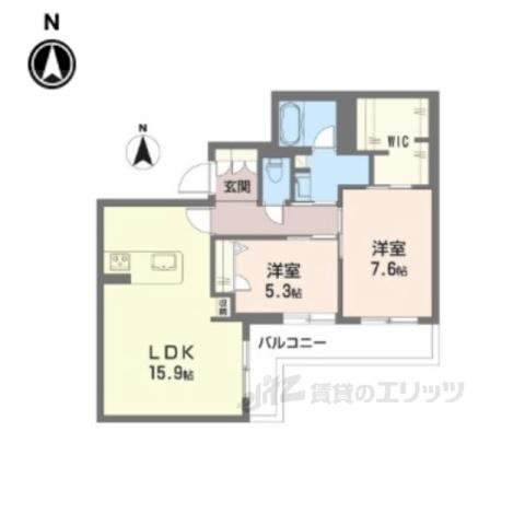 ジェイエイチエスプレミア西大寺(2LDK/4階)の間取り写真