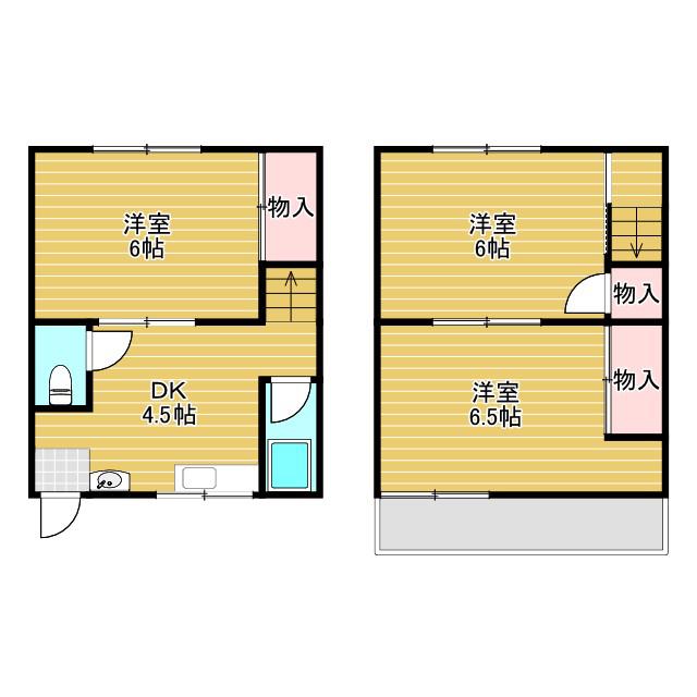 栗ケ丘町戸建(3DK/1階)の間取り写真