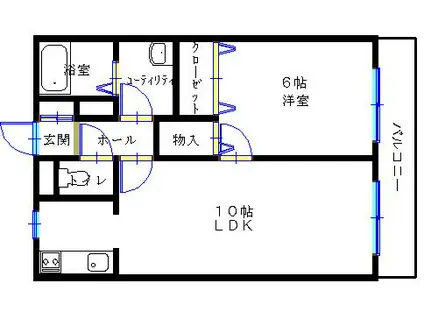 パールハイム直(1LDK/2階)の間取り写真