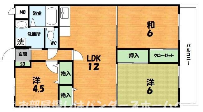 セレコート枚方I(3LDK/2階)の間取り写真