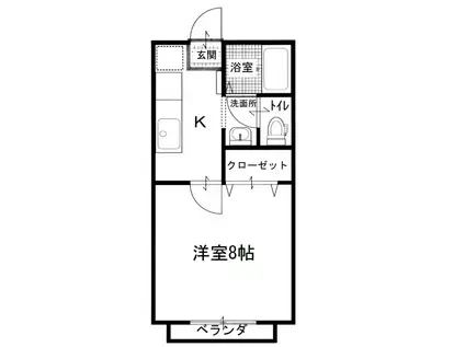 豊田ハイツB(1K/1階)の間取り写真