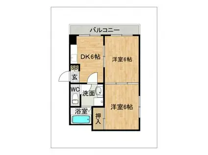 プレステージ南長住(2DK/3階)の間取り写真