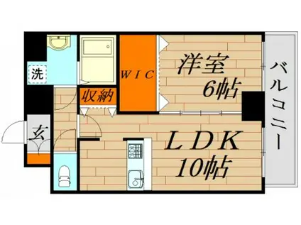 UNITY舟入(1LDK/4階)の間取り写真