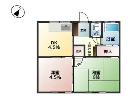 美麗コーポ(2DK/2階)の間取り写真