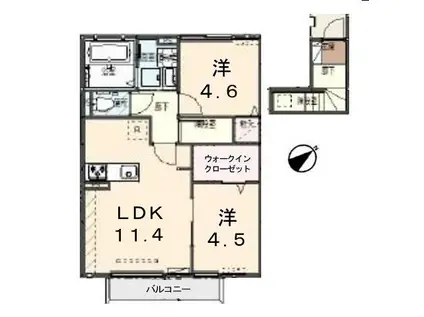 クローバー富士5号館(2LDK/2階)の間取り写真