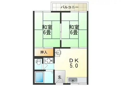 第1英興荘(2DK/2階)の間取り写真