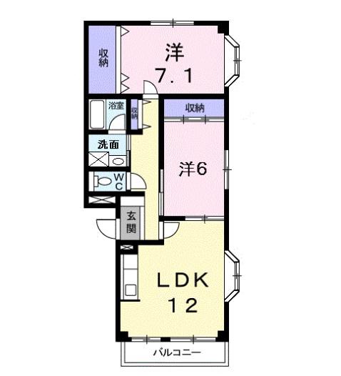ソレアードニシキ(2LDK/2階)の間取り写真