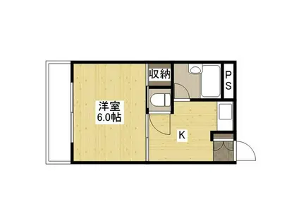 コートハウス坪井(1K/1階)の間取り写真