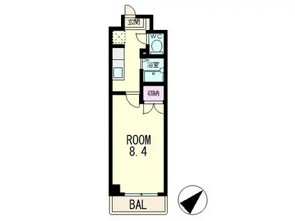 アートプラザ野路(1K/4階)の間取り写真