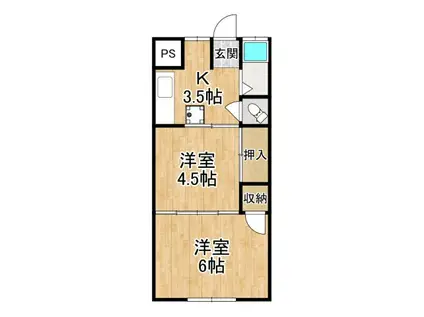 マンション北野田(2K/2階)の間取り写真