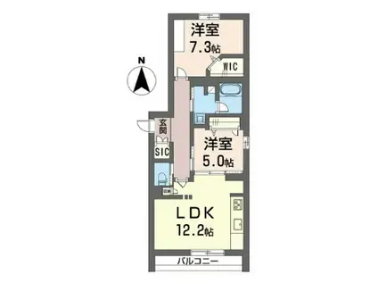 ゼフィールメゾン二俣川II(2LDK/2階)の間取り写真