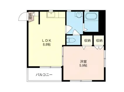 コーポ昴(1LDK/2階)の間取り写真