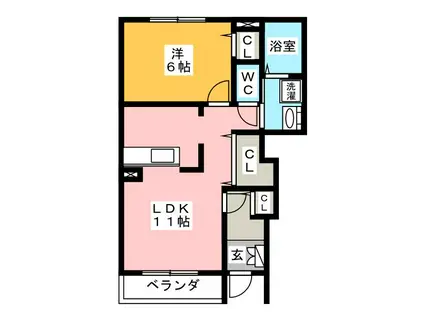 名鉄名古屋本線 笠松駅 徒歩26分 2階建 築17年(1LDK/1階)の間取り写真