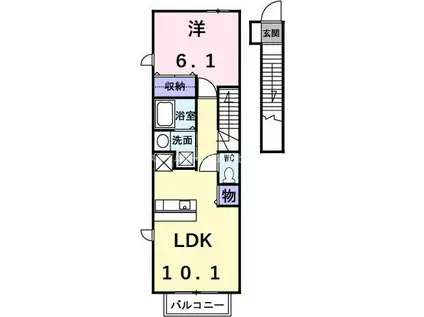 愛知環状鉄道 三河上郷駅 徒歩34分 2階建 築18年(1LDK/2階)の間取り写真