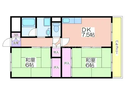 クレセントマンション(2LDK/4階)の間取り写真