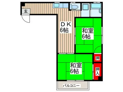 金栄ビル(2DK/7階)の間取り写真