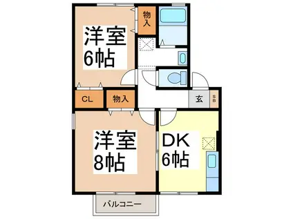 ラフォーレ田中(2DK/1階)の間取り写真