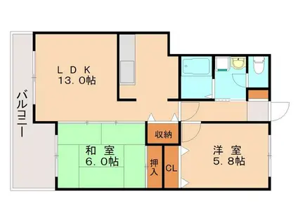 LIVE筑紫野(2LDK/2階)の間取り写真