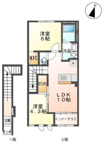 スターテラス南町(2LDK/2階)の間取り写真