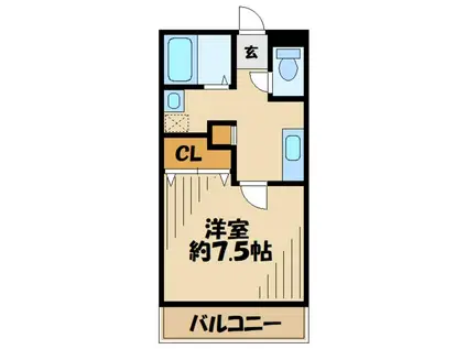 CREST SHINYA(1K/2階)の間取り写真