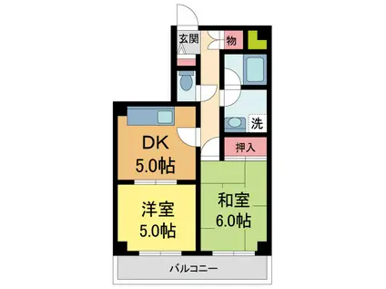 ハイツヤマトIII(2DK/3階)の間取り写真