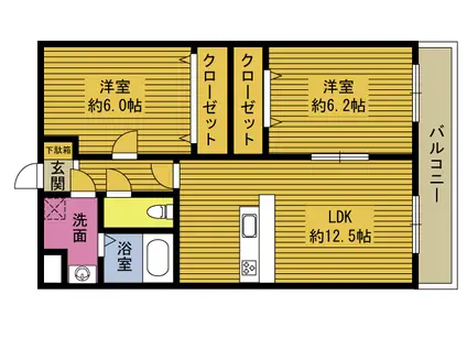 アディ須賀(2LDK/2階)の間取り写真