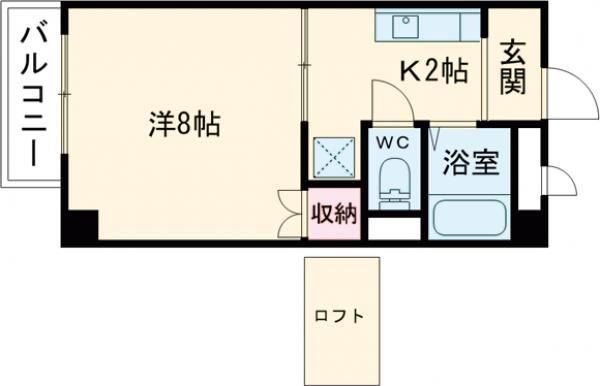 グランベール櫛原(1K/2階)の間取り写真