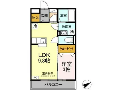 グランビア神田(1LDK/3階)の間取り写真