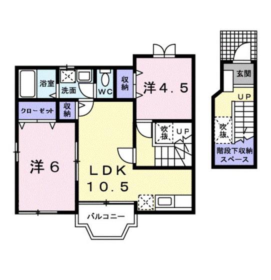 カーサC(2LDK/2階)の間取り写真
