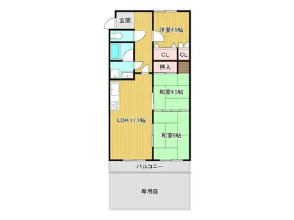 ソシアル大山崎 107号(3LDK/1階)の間取り写真