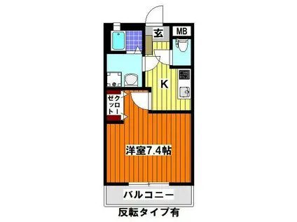 パレットハウス(1K/2階)の間取り写真