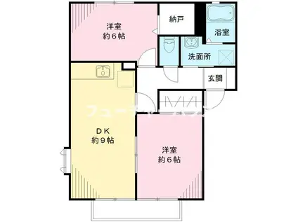 クレストコートA(2LDK/1階)の間取り写真