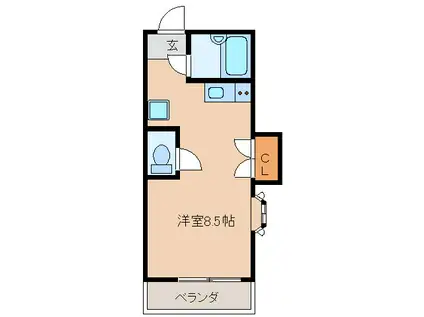 グリーンシャトー(ワンルーム/2階)の間取り写真