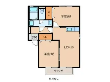 ウィルモア綺麗A(2LDK/2階)の間取り写真