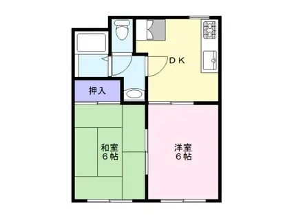 SAABマンション(2DK/1階)の間取り写真