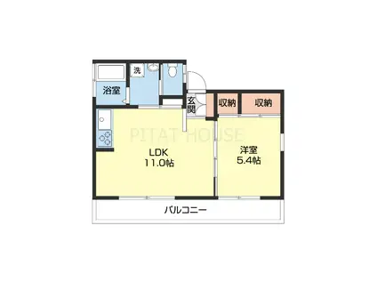 コーポ華(1LDK/2階)の間取り写真