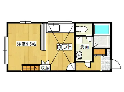 クレセントクレ(ワンルーム/2階)の間取り写真